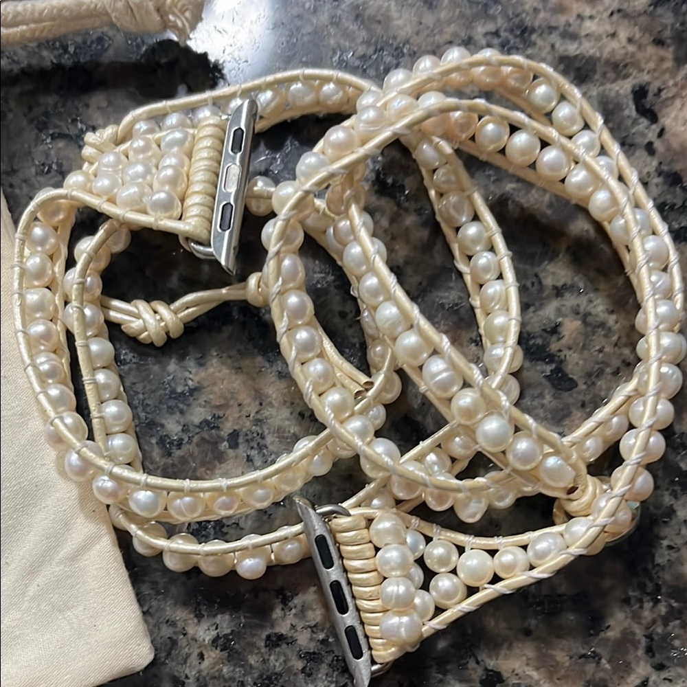 Victoria Emerson Cream Beaded Apple Watch Band